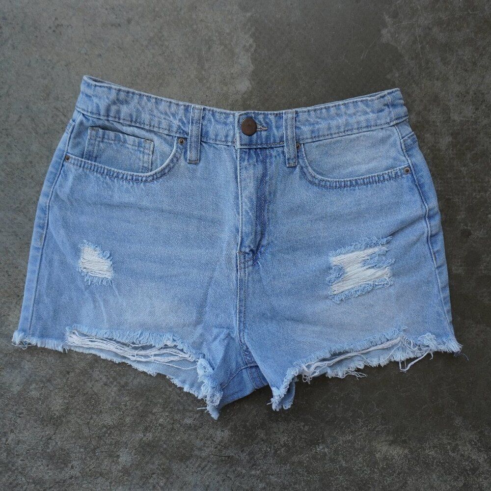 Fashion Nova Women's Size 9 Cut Off Jean Shorts Distressed Blue